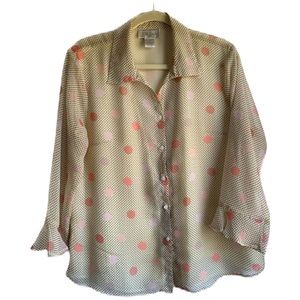 Jordan Polka Dot Sheer Blouse Size Large